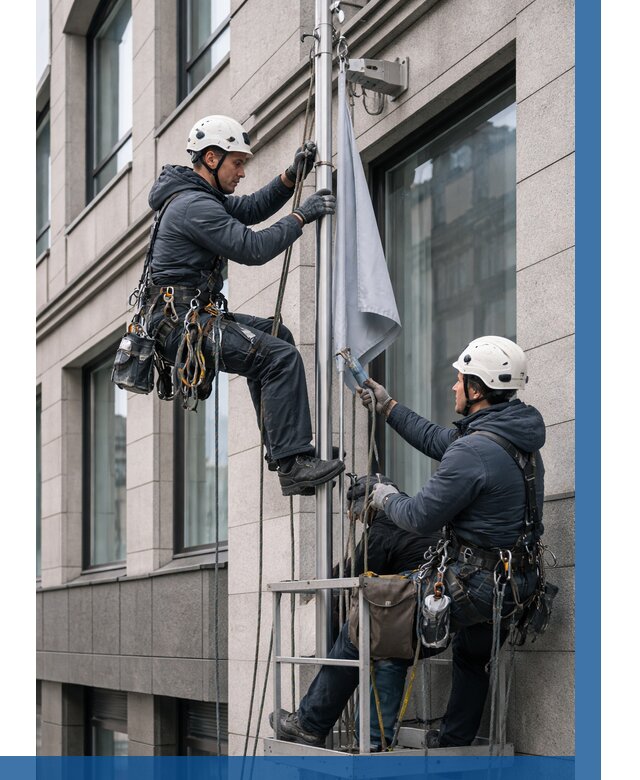 Установка флагов на фасаде в Саянске от 4578 р. | ВЫСОТНИК-Сск