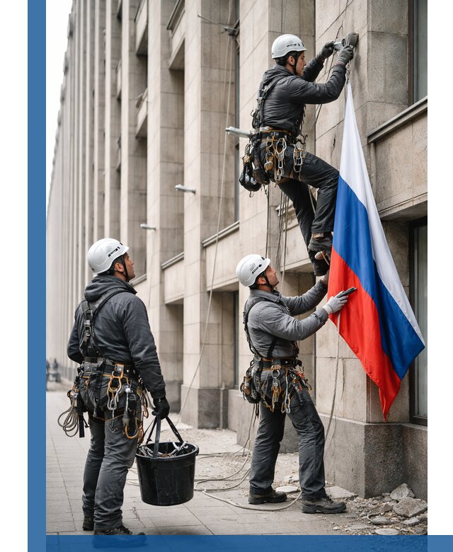 Профессиональная установка флагов на фасаде в Саянске