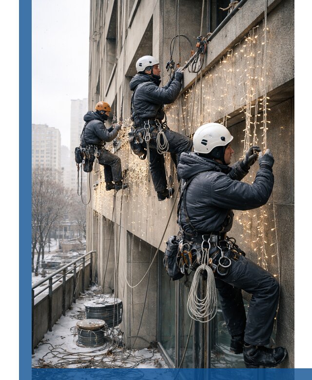 Монтаж новогодней иллюминации и украшение фасадов в Саянске