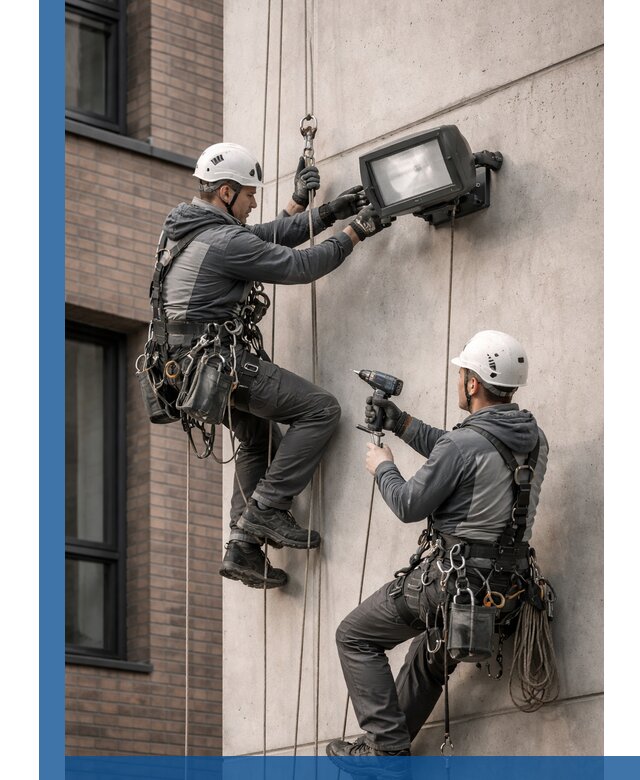 Профессиональный монтаж фасадных прожекторов в Саянске под ключ