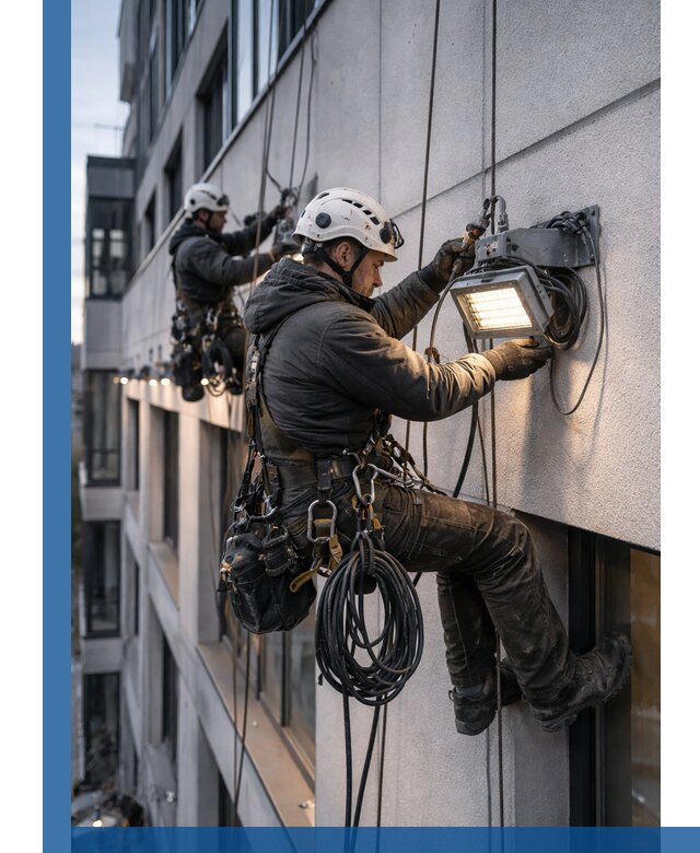 Монтаж фасадного освещения в Саянске установка и подключение