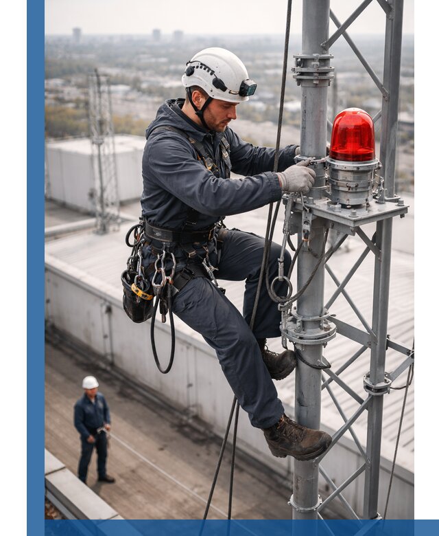Монтаж заградительных огней и обслуживание объектов в Саянске