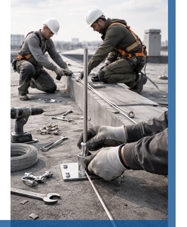 Монтаж молниезащиты на кровле в Саянске цена от 25435 р. | ВЫСОТНИК-Сск