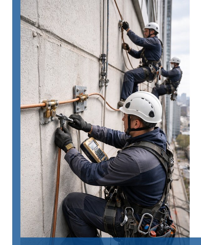 Монтаж системы заземления здания и молниезащиты в Саянске