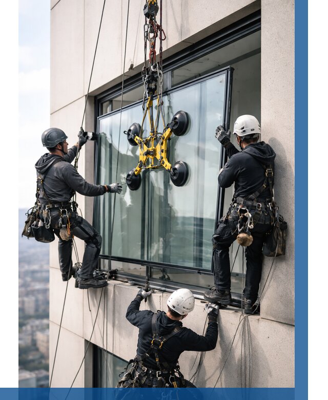 Монтаж стеклопакетов на высоте в Саянске от 3256 р. | ВЫСОТНИК-Сск