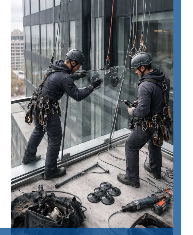 Монтаж стеклянных ограждений в Саянске от 2544 р. | ВЫСОТНИК-Сск