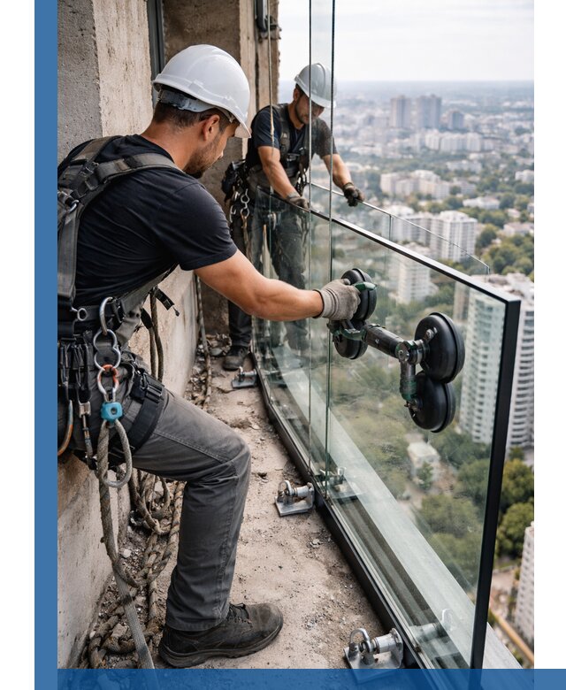 Монтаж стеклянных ограждений под ключ с гарантией в Саянске
