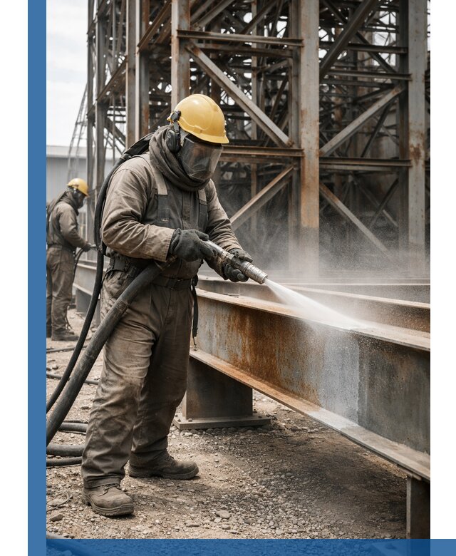 Пескоструйная очистка металлоконструкций в Саянске промышленная