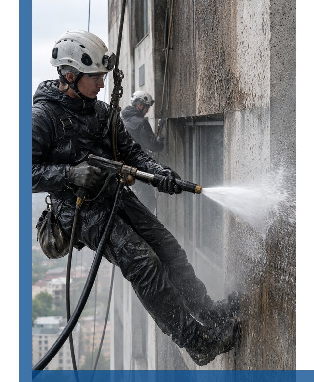 Гидроструйная очистка фасадов и конструкций в Саянске