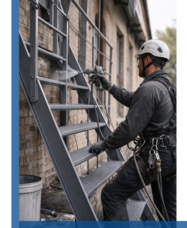 Покраска и антикоррозионная защита пожарных лестниц в Саянске