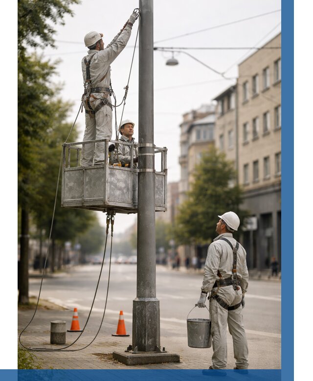 Покраска опор освещения в Саянске от 5087 р. | ВЫСОТНИК-Сск