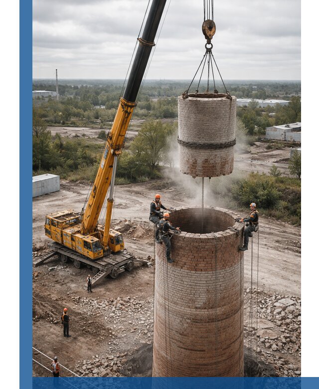 Демонтаж дымовой трубы в Саянске с гарантиями безопасности