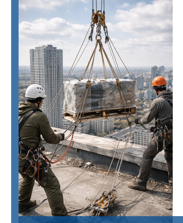 Подъем и монтаж крупногабаритных грузов на крышу в Саянске