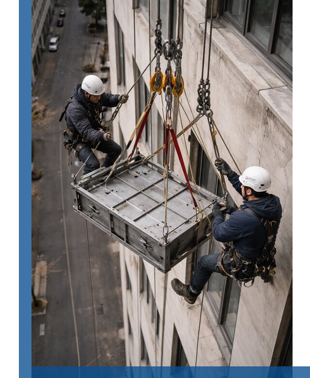 Спуск и подъем грузов по фасаду в Саянске для зданий