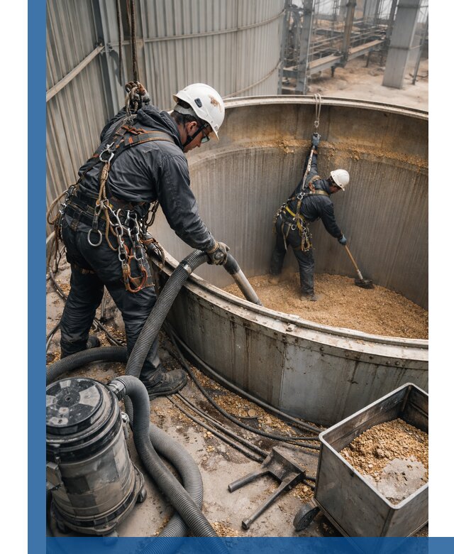 Профессиональная чистка зерновых бункеров в Саянске с выездом