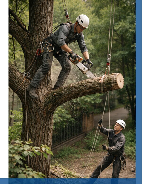 Спил деревьев альпинистами в Саянске от 8139 р. | ВЫСОТНИК-Сск