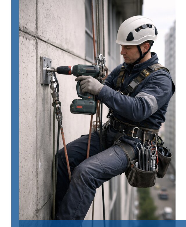 Установка анкерных точек для высотных работ в Саянске