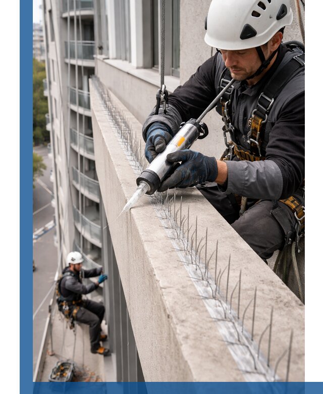 Установка шипов от птиц на фасадах и кровлях в Саянске